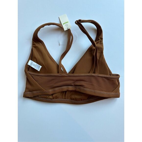 Size M OFFLINE by Aerie Ribbed Plunge Sports Bra in Medium Brown - Picture 2 of 8